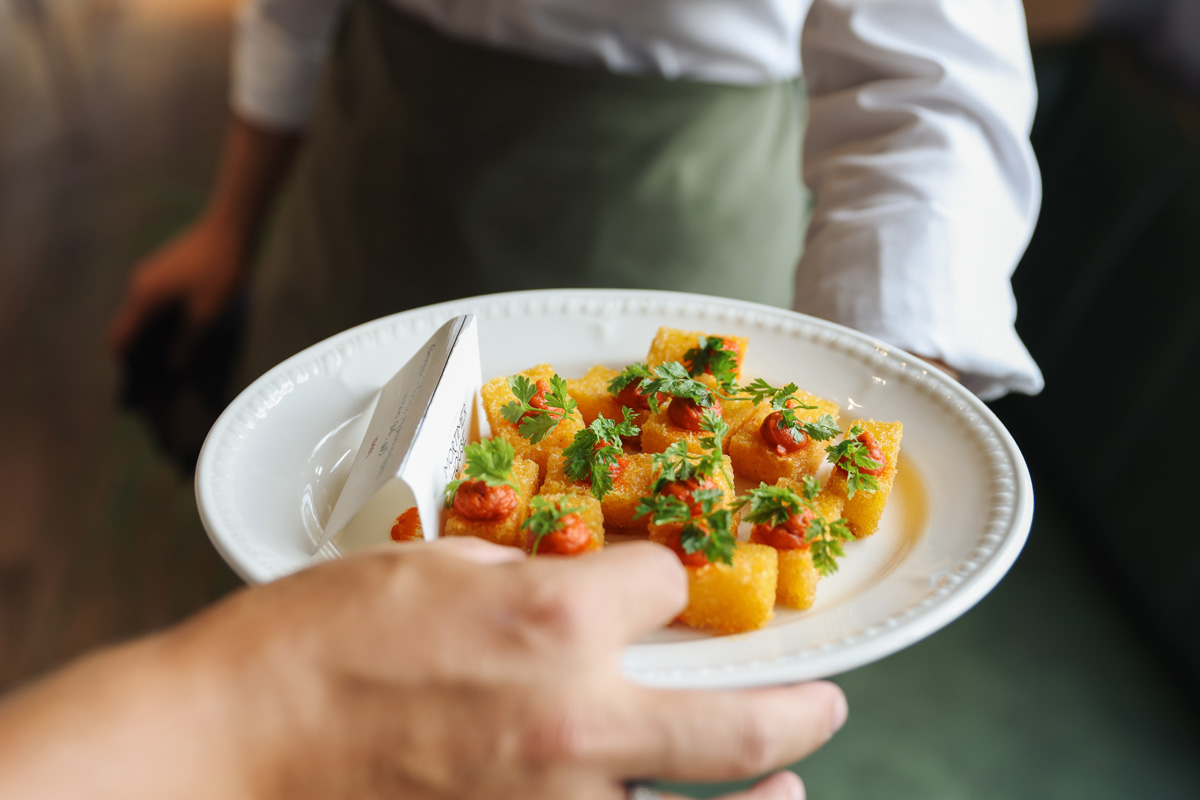 Polenta Canapes Mortimer House Kitchen, Maslow's Fitzrovia London Event Venue