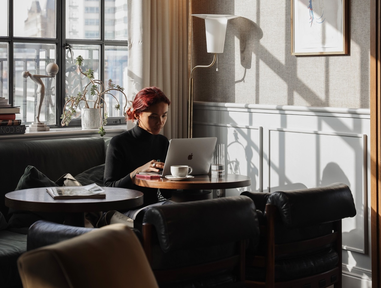 Women Working in Living Room at Maslow's Members House, London