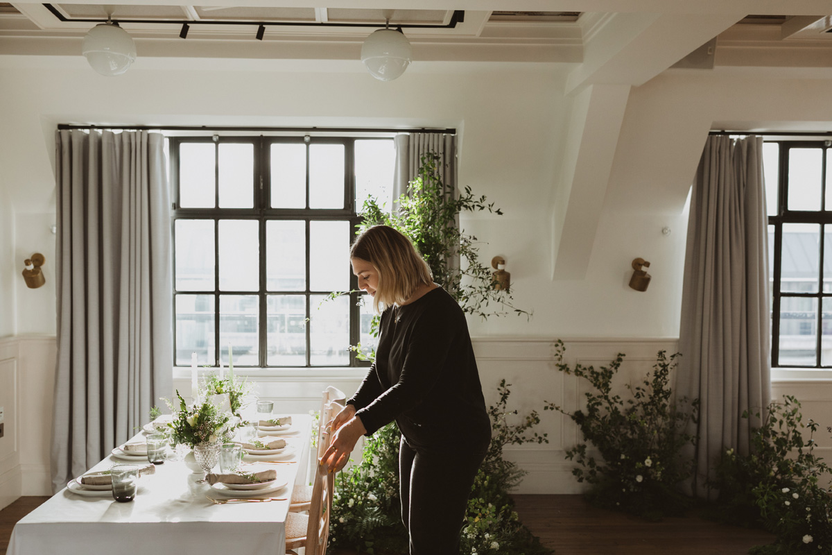 Wedding Table Lay at Loft and Gallery, Mortimer House Fitzrovia