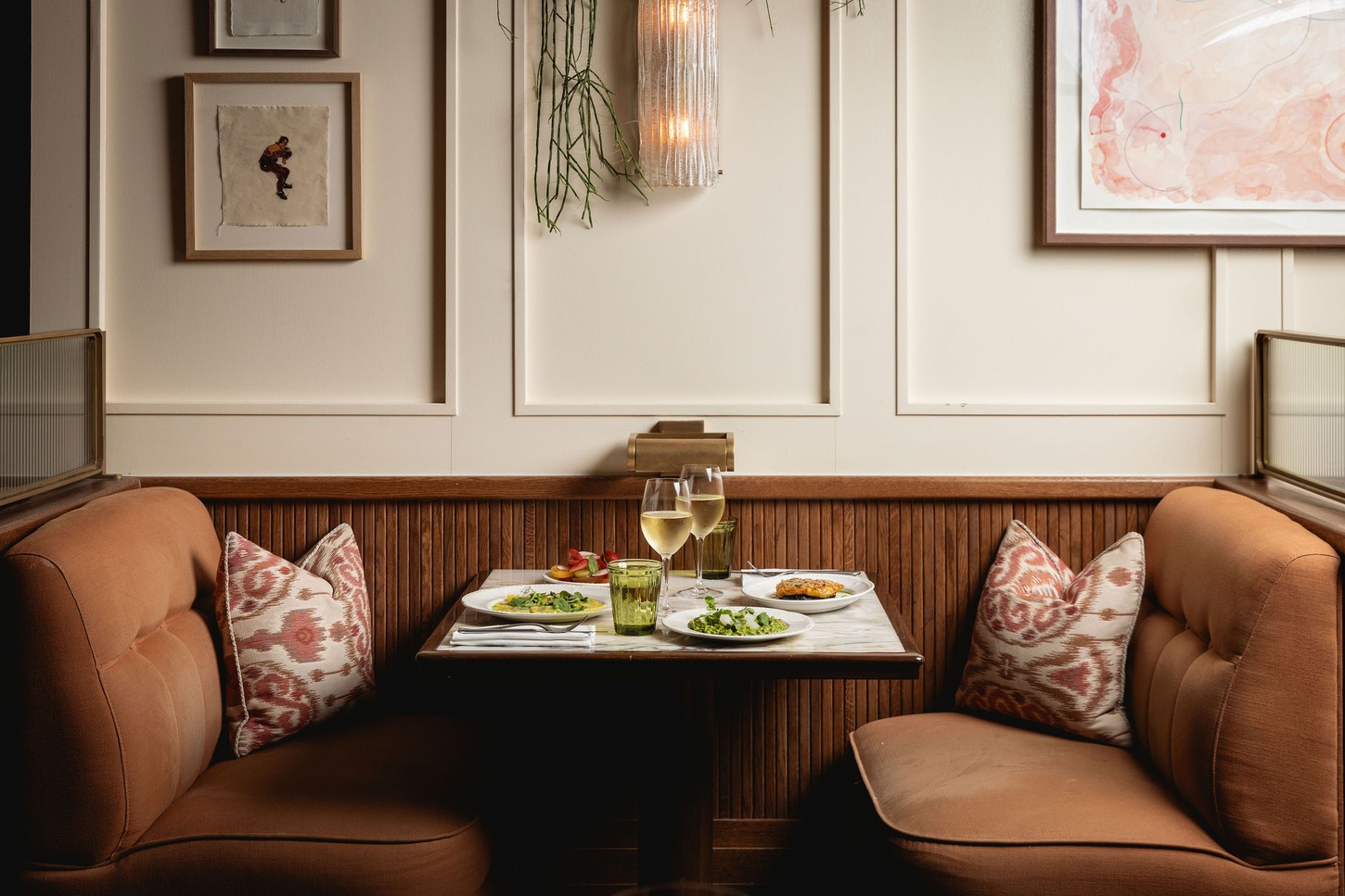 Cosy Dining Booth at Nessa Soho, inside 1 Warwick by Maslow's