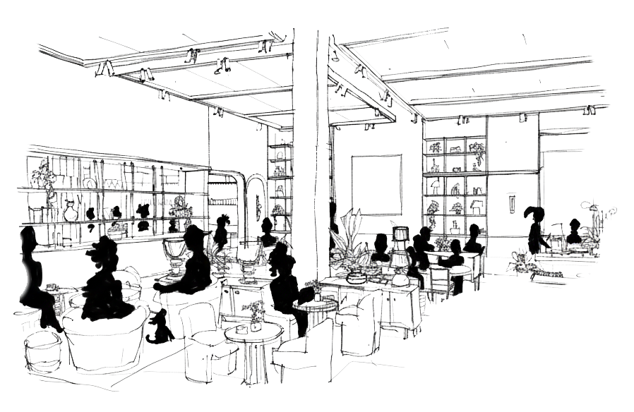 Maslow's Kensington Living Room Illustration by Mehrai Design