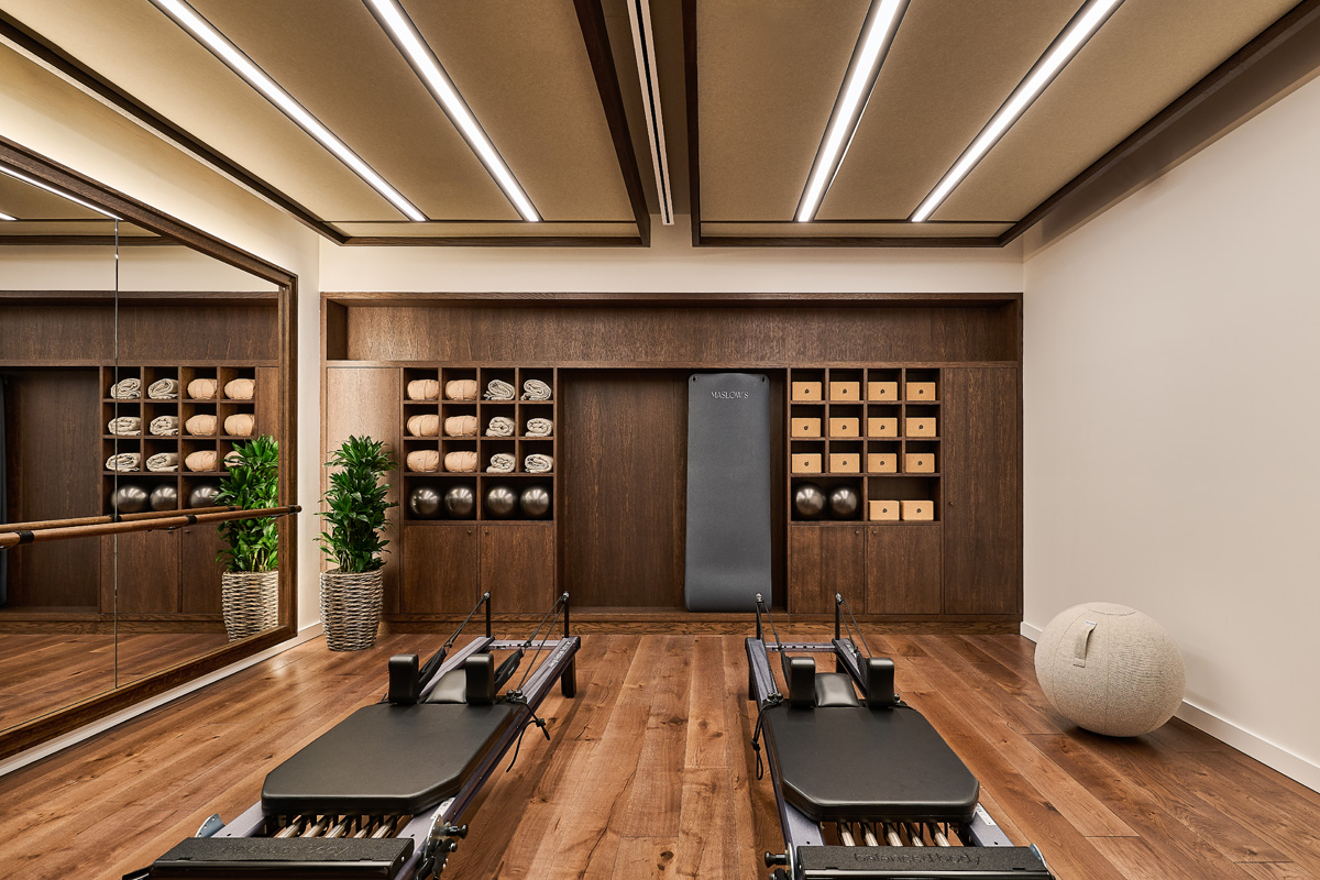 Fitness Studio with Reformer Pilates at maslow's Kensignton Members' House