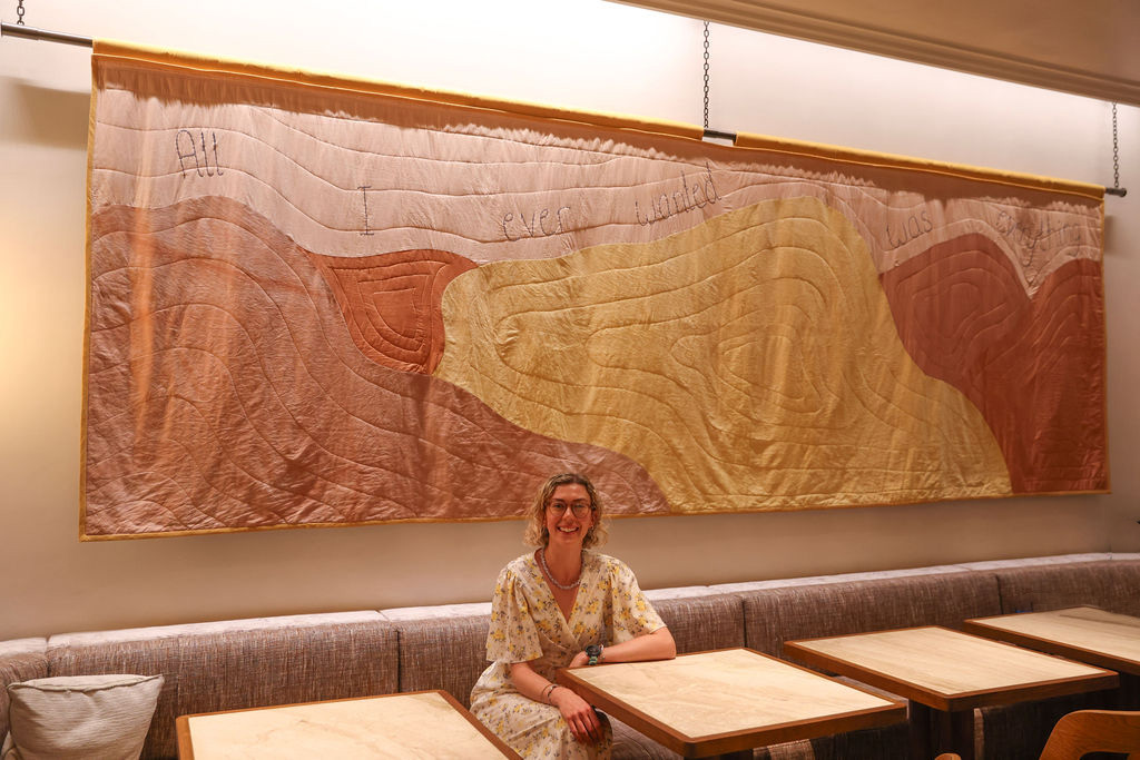 Textile installation by Alice Burnhope at Maslow's Kensington
